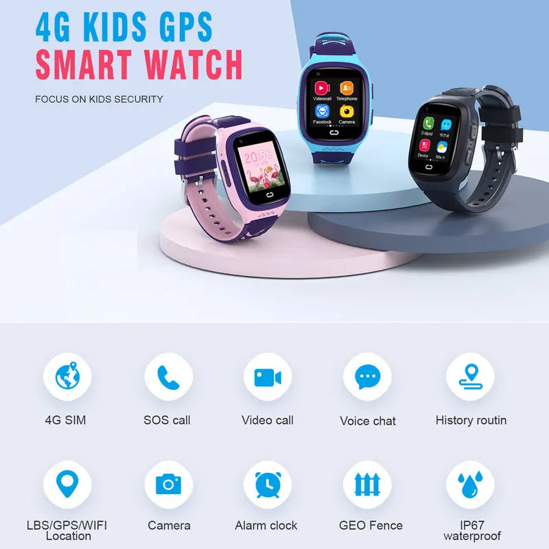 Kids Smart Watch 4G Video Call SOS Tracker Children's Smartwatch Camera