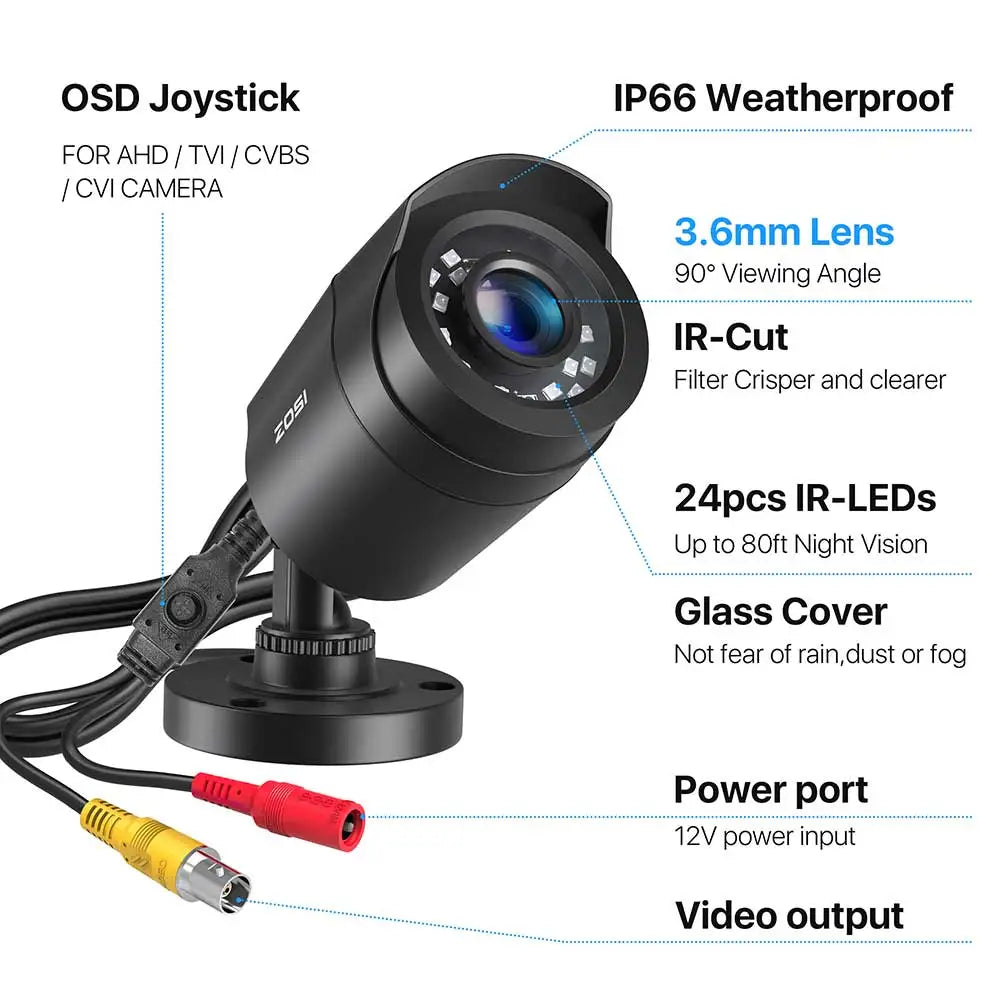Security Camera 80ft Night Vision, Outdoor Weatherproof Surveillance