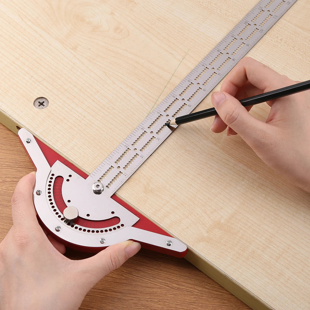 Woodworker Edge Rule, Protractor Scriber, Scale Caliper Tool