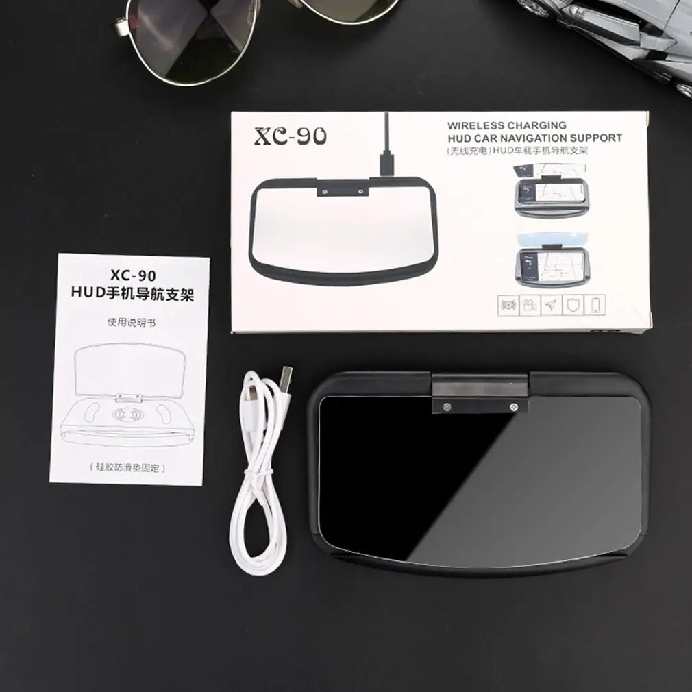 Wireless Charger, GPS Navigation r Car Phone Stand HUD