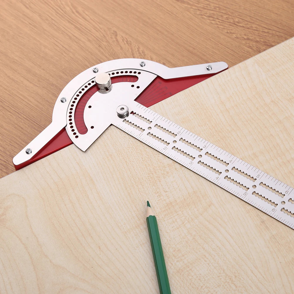 Woodworker Edge Rule, Protractor Scriber, Scale Caliper Tool