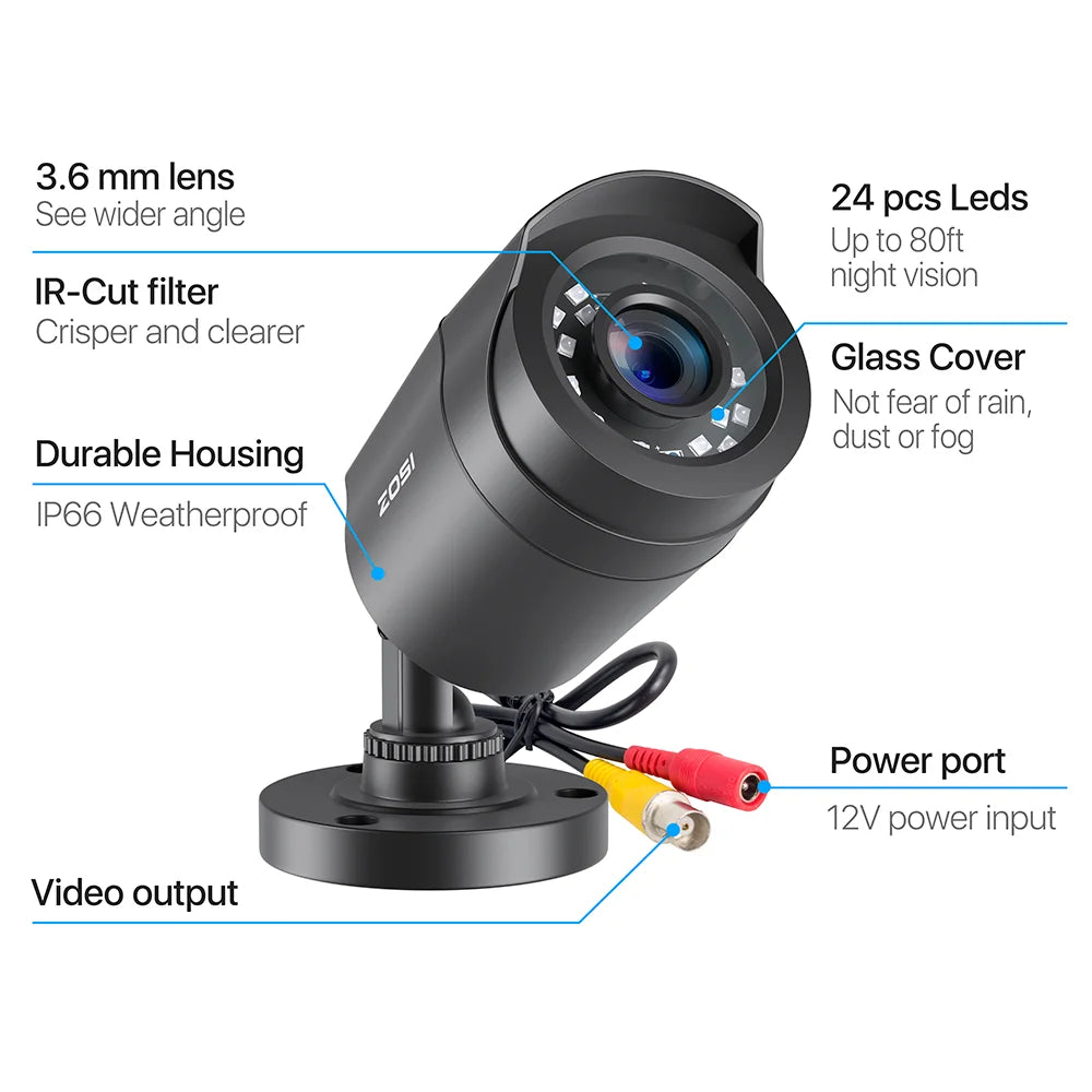 1080P Security Camera, 80ft Night Vision, Outdoor Weatherproof