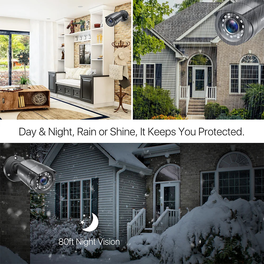 1080P Security Camera, 80ft Night Vision, Outdoor Weatherproof