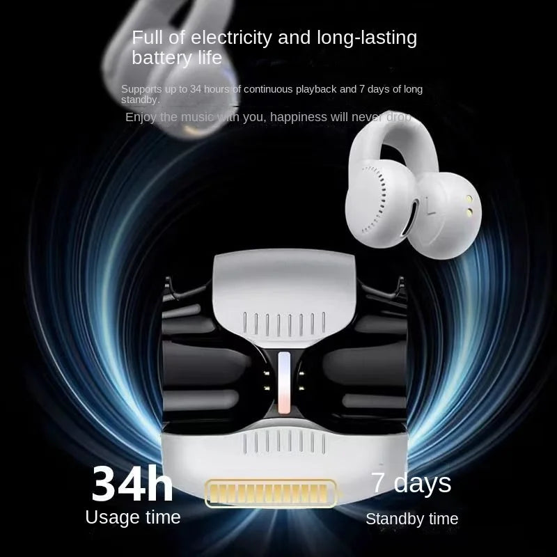 Ear Clip Wireless Bluetooth Bone Conduction Earphones Headset Gamer