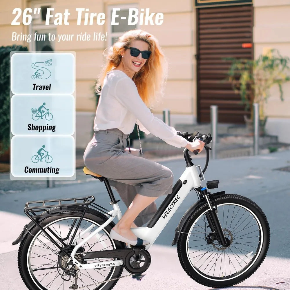 26" Electric Bike,1000W Motor Peak Up to 70 Miles & 28 Mph by Removable Battery