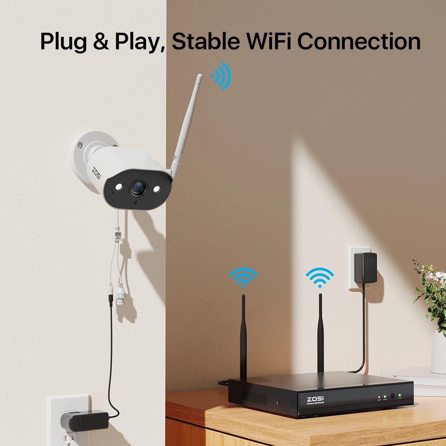ZOSI 2K Wireless CCTV Cameras System 8CH NVR 3MP Outdoor IP Camera with Color Night Vision Wi-Fi Security Surveillance Kits