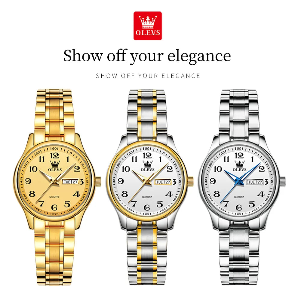 OLEVS Women's Watches Waterproofing Stainless-Steel Quartz Calendar