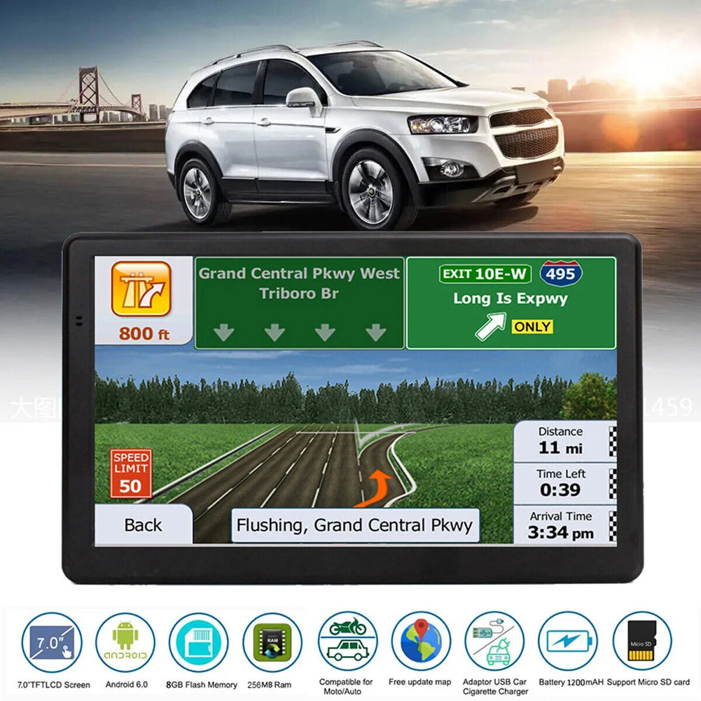 7 Inch HD Touch Screen Car GPS Navigation Australia Europe North America Map 256M+8G FM Transmission GPS Navigator for Car Truck
