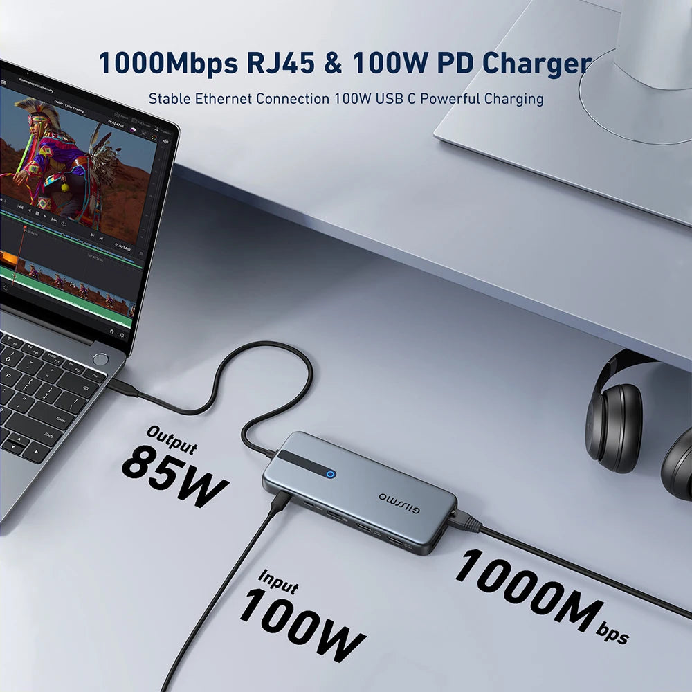 USB C Hub USB 3.0 Docking Ethernet Multi-Port Adapter