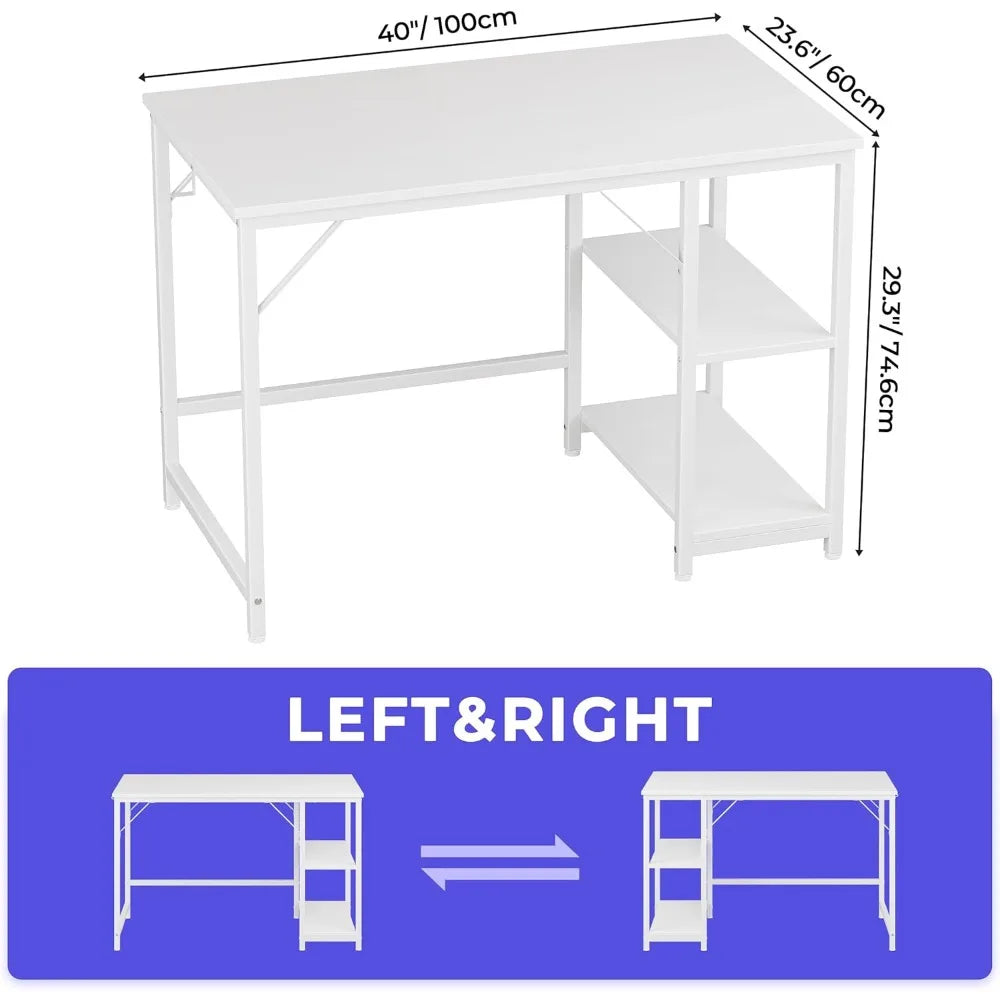 Small Desk with Wooden Storage Laptop Table for Home