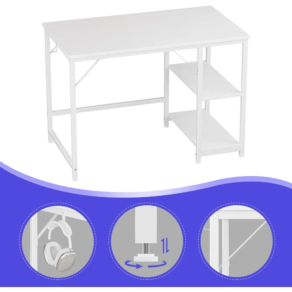 Small Desk with Wooden Storage Laptop Table for Home