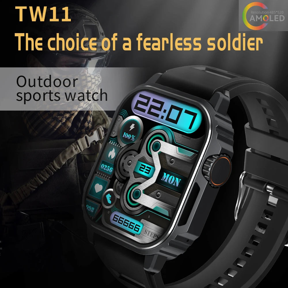 2024 Military Outdoor Smart Watch Screen Compass Siri Voice