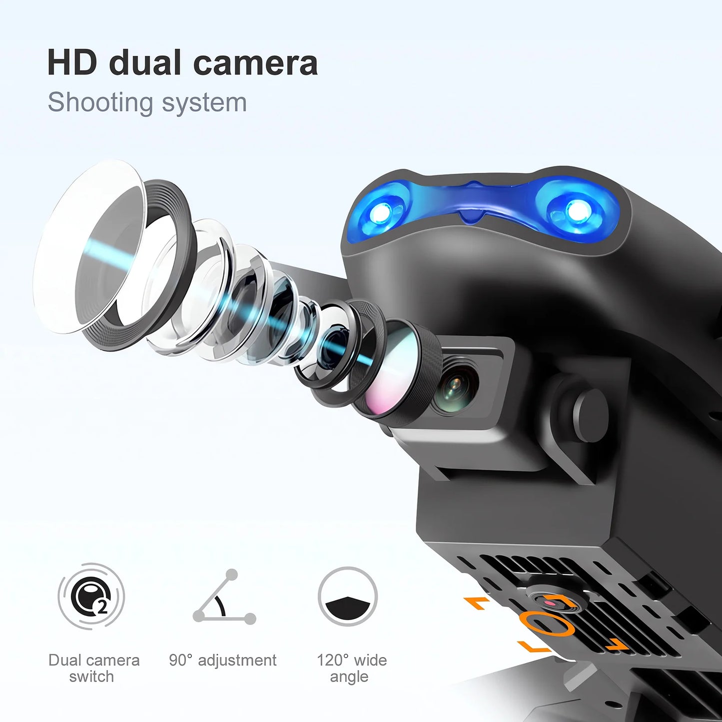 Drone With Wide Angle Dual HD Camera Foldable RC Helicopter 5G WIF..