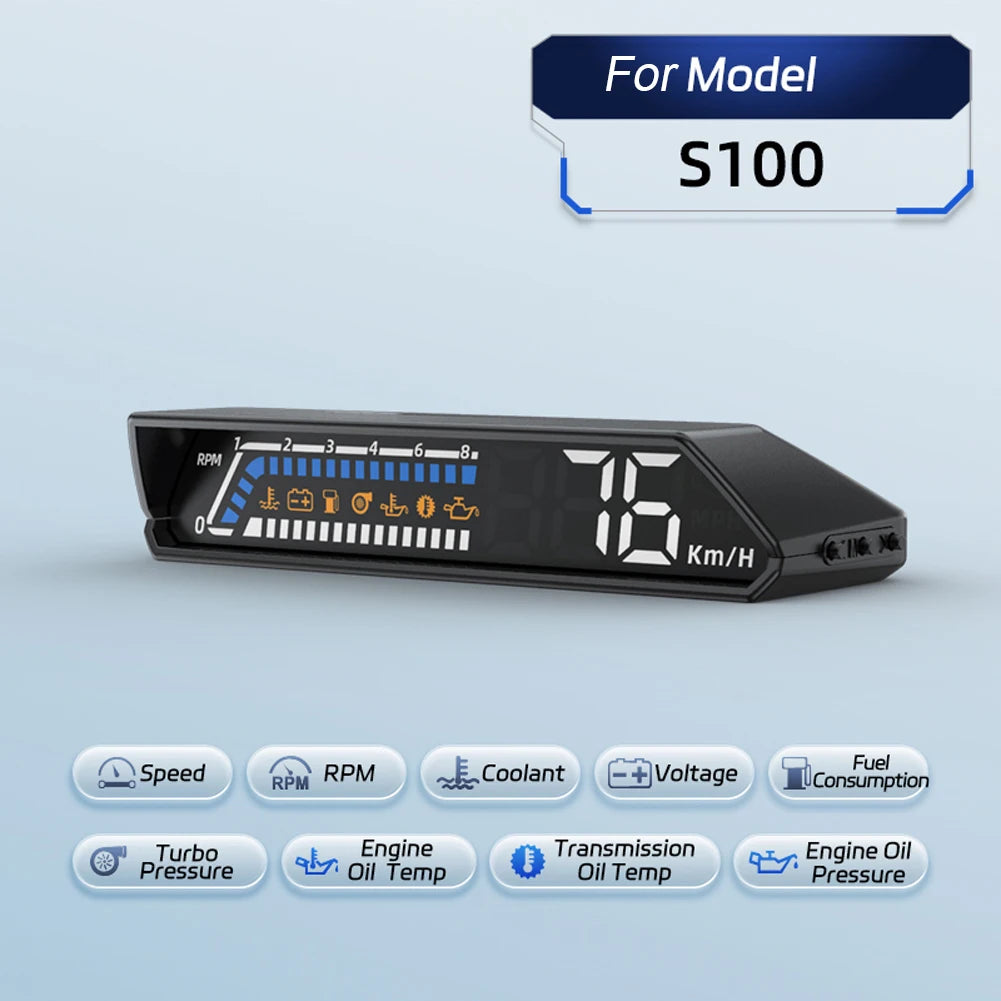 Car Head Display, OBD2 Driving Computer Temperature Speedometer Head-up