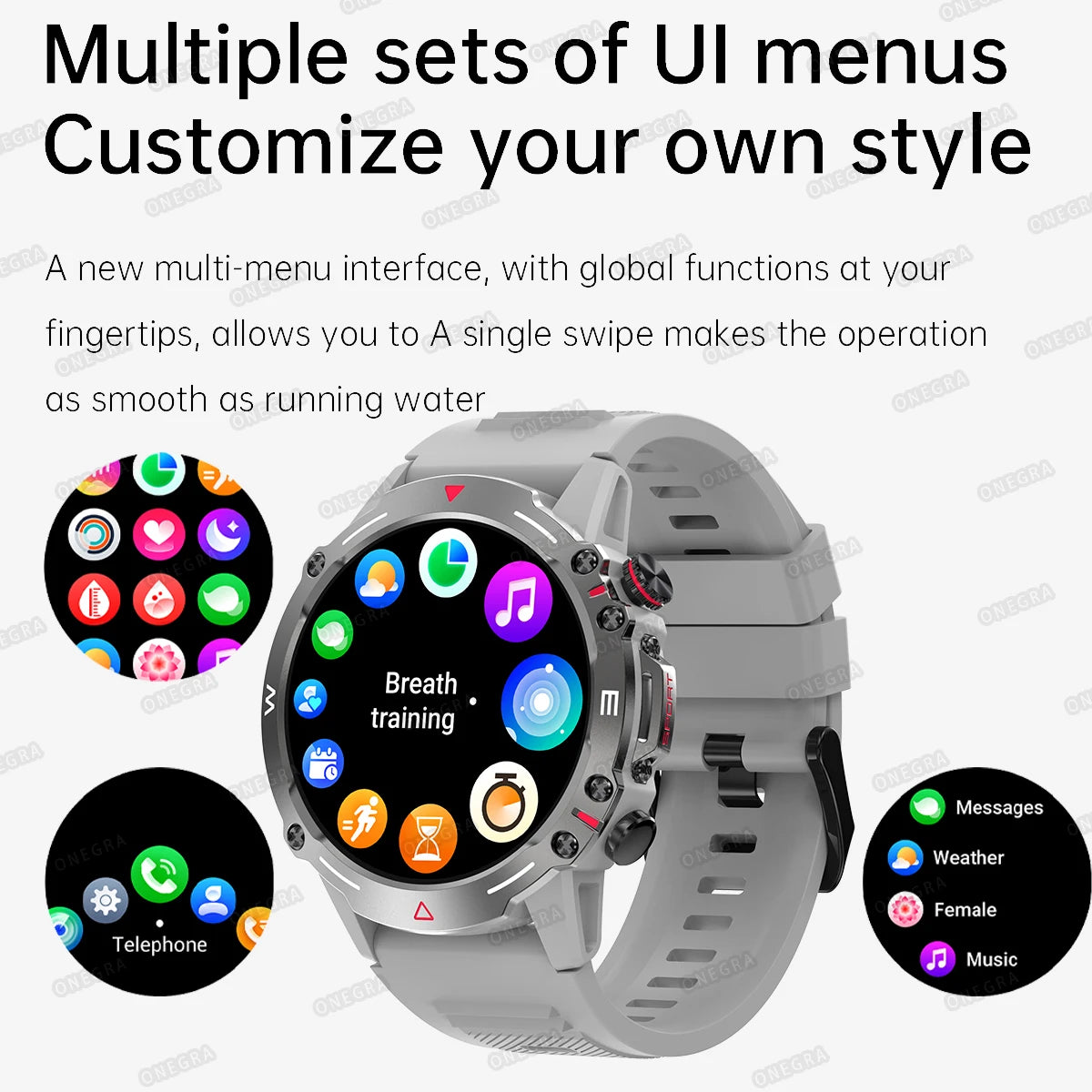 Military Rugged Smart Watch for Men Heart Monitoring Outdoor Sports Mode