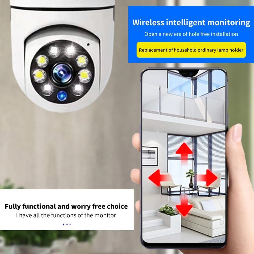 Bulb Camera, Day And Night. Full-color Lighting, Surveillance Camera Double Light Rotation