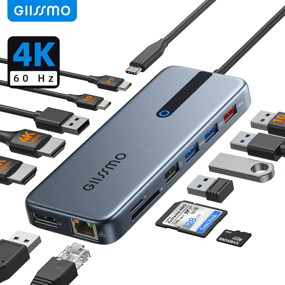 USB C Hub USB 3.0 Docking Ethernet Multi-Port Adapter