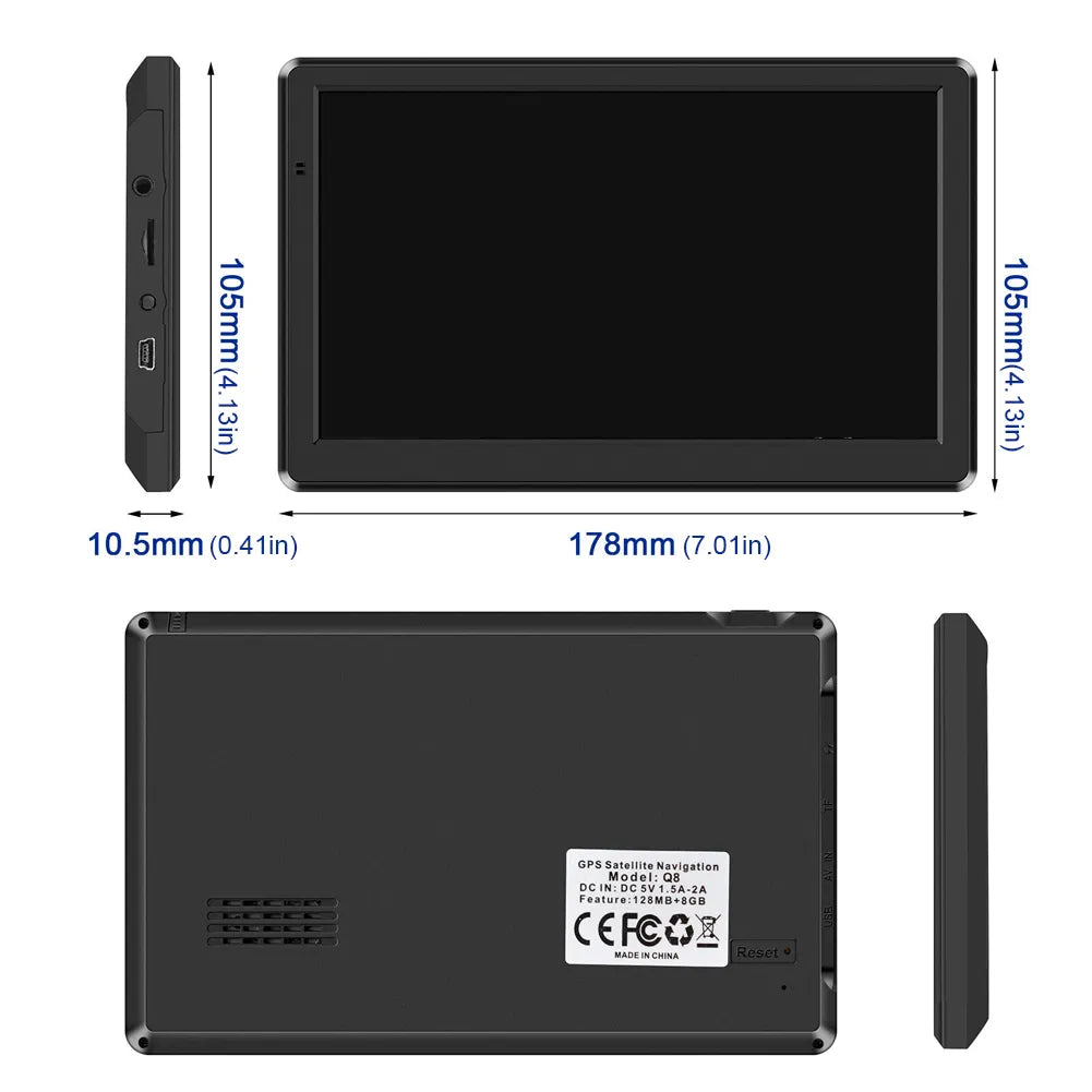 7 Inch HD Touch Screen Car GPS Navigation Australia Europe North America Map 256M+8G FM Transmission GPS Navigator for Car Truck