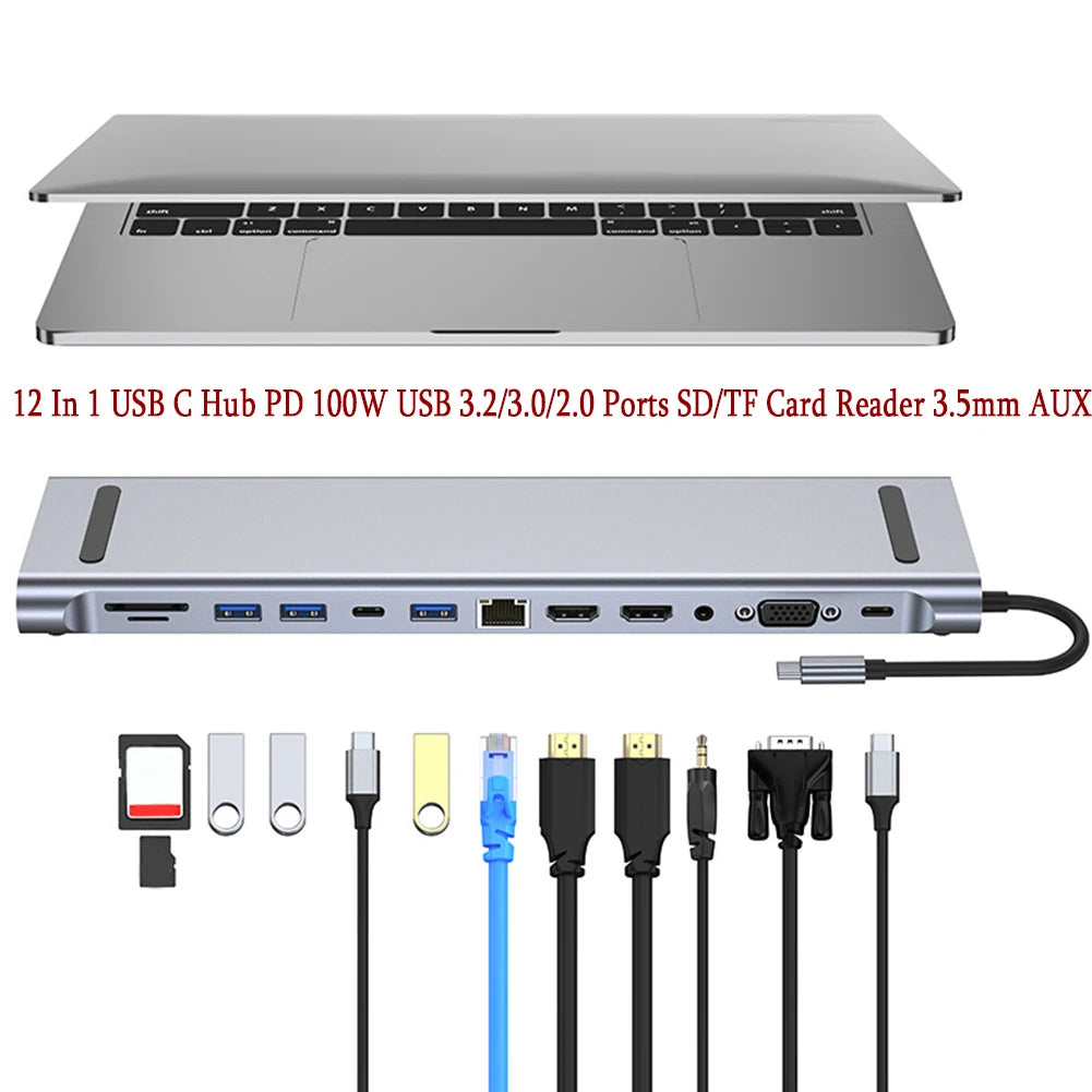 Multiport Adapter Ports Multi-hub Splitter 4K HDM Card Reader