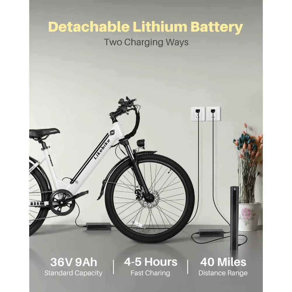 26" Electric Bike, 20MPH with 7-Speed & Front Suspension