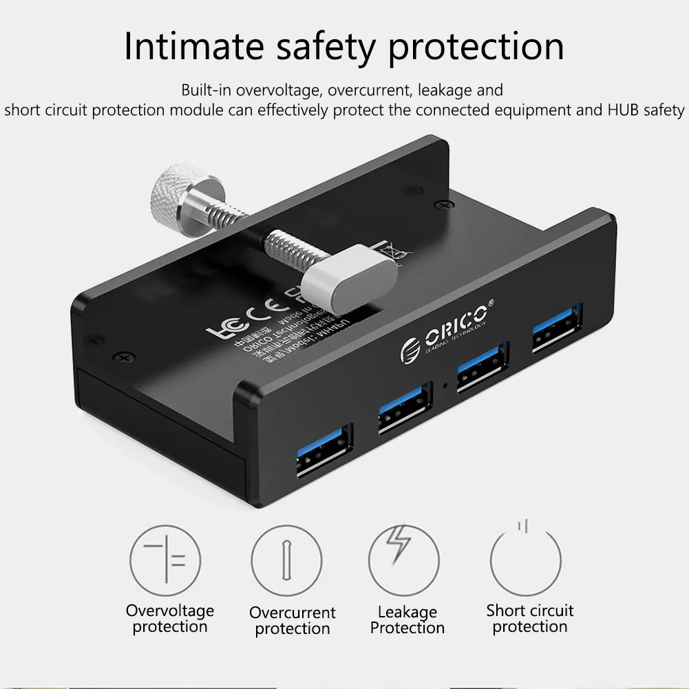 Clip Type USB 3.0 HUB Aluminum Alloy External Mult Splitter