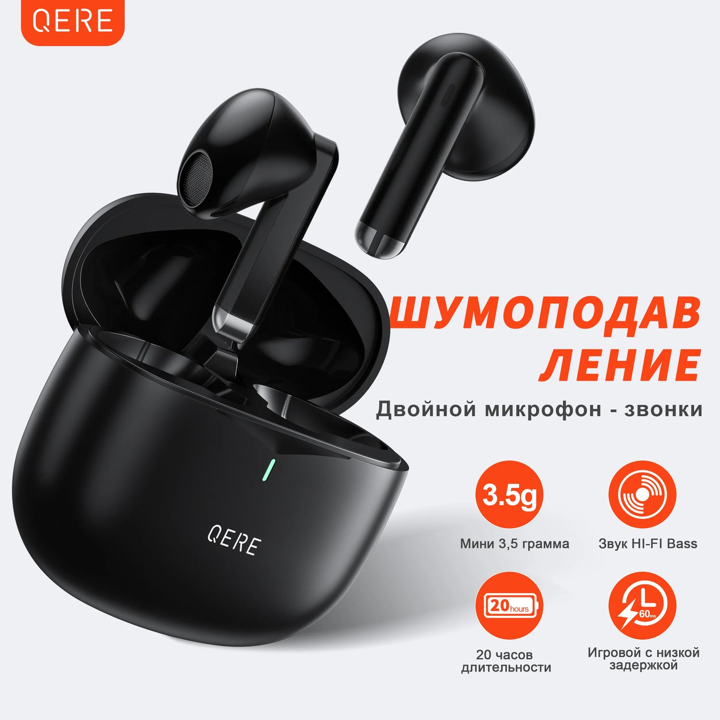 Wireless Headphones, Wi-Fi, Earphones, 4 Mics+ENC