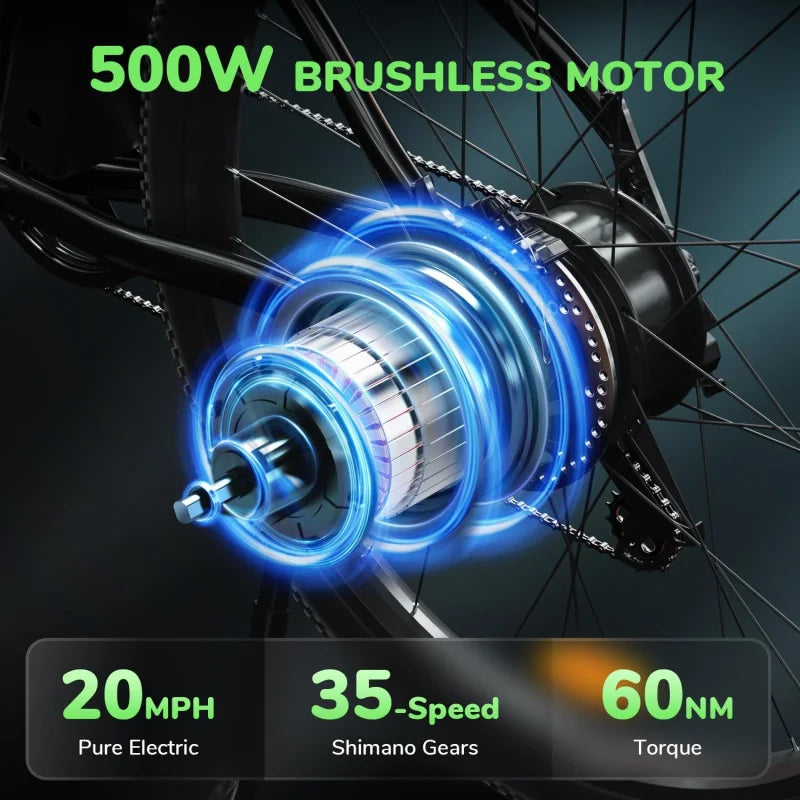 Qisinwheel 26" Mountain Bike 20MPH Max Range 55 Miles