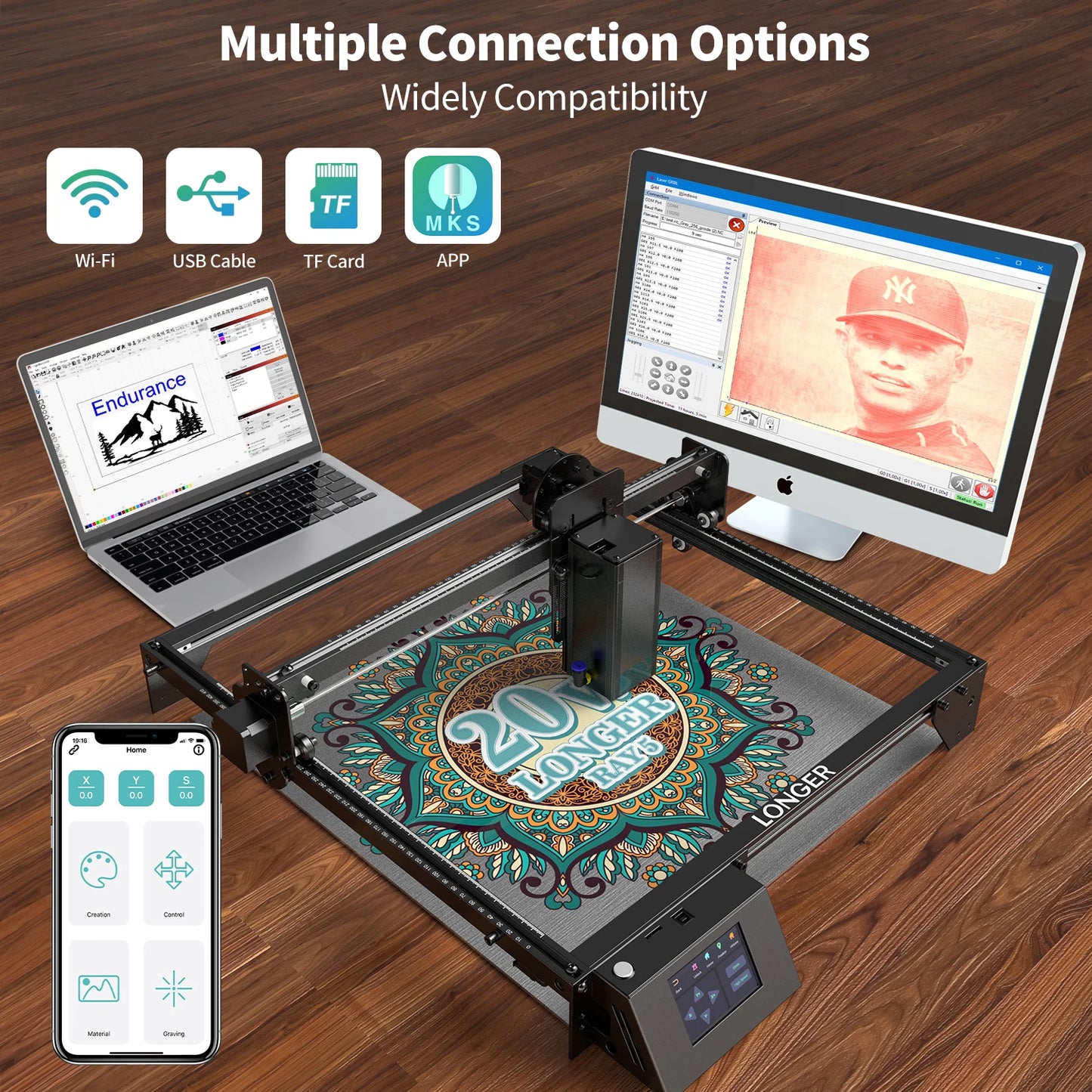 20W Laser Engraver, Cutting Machine, Wi-Fi Control, Touch Screen