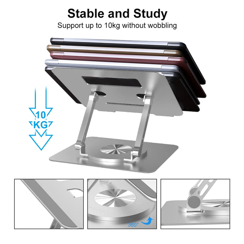 Foldable Laptop Stand Aluminum Alloy Lifting Cooling Notebook Support Bracket 360°Rotatable Tablet Holder Base for MacBook Pro