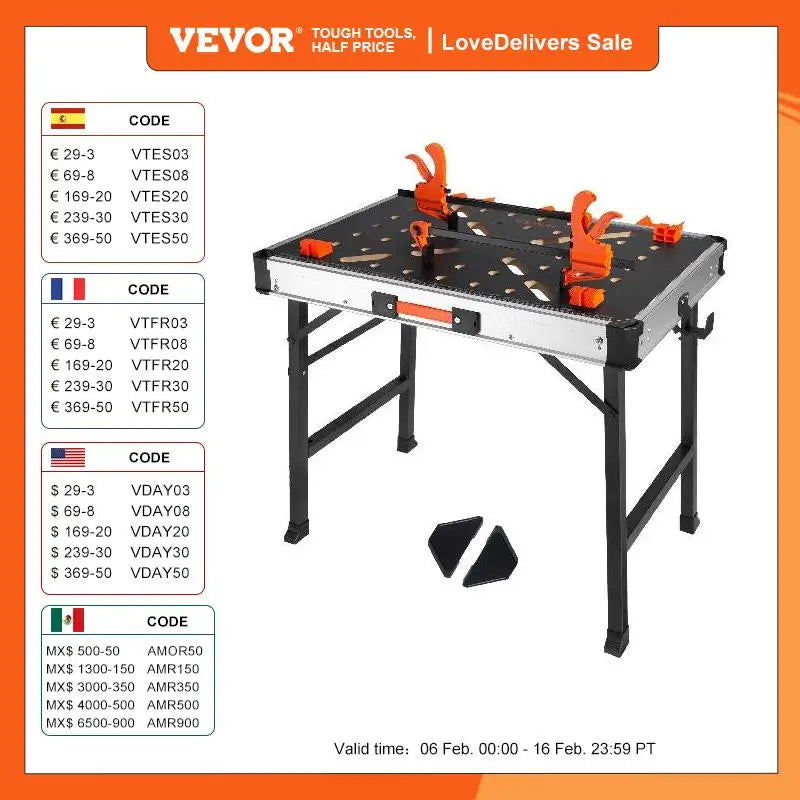 Folding Worktable 1000LBS Capacity Multifunctional Sawhorse for DIY