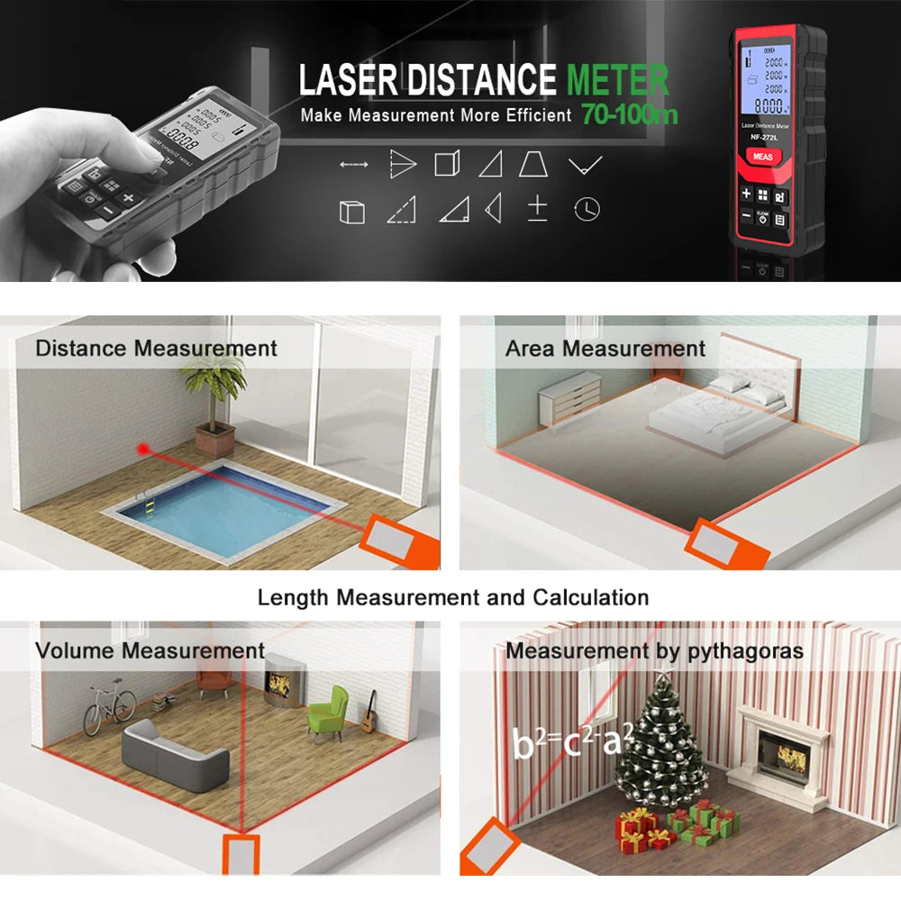 Laser Distance Meter Rangefinder, Tape Digital Ruler Tool