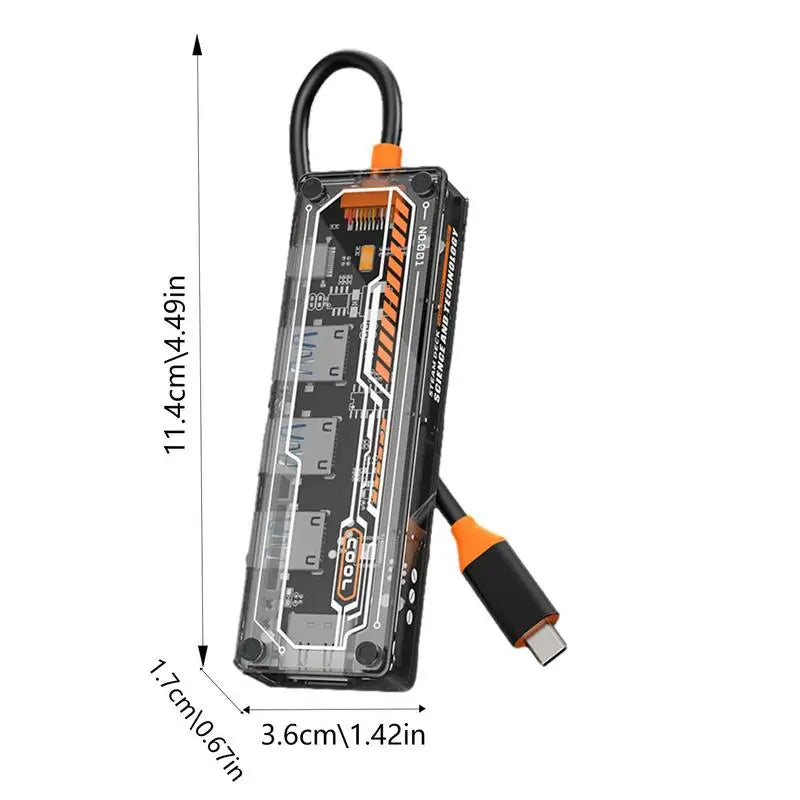 Transparent Compatible Adapter With Multiport Laptop Accessories Computer Cell Phone