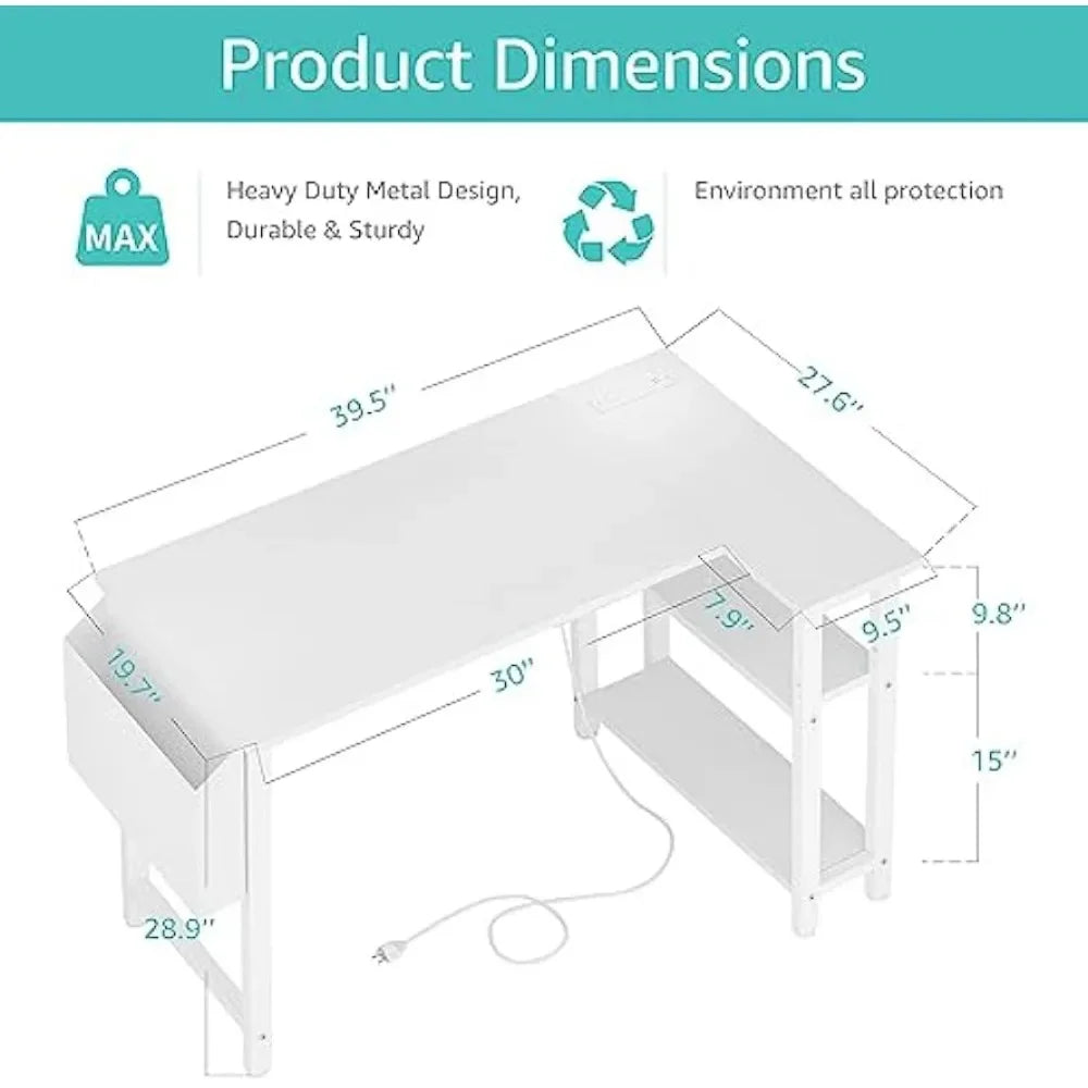 Computer Desks L-Shaped 40 Inch Small Corner Desk for Small Home Office