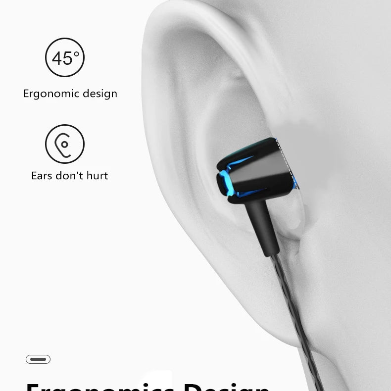 Headphones In Ear Headset Wired Earphones Microphone Bass Stereo Earbuds Sports