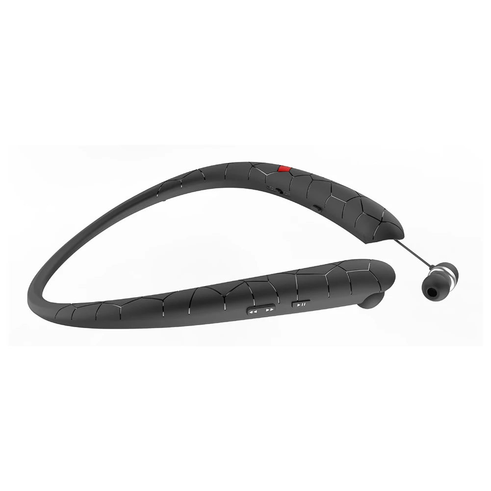 Neckband Headset Headphones Bluetooth Retractable Earbuds with Mic Sports