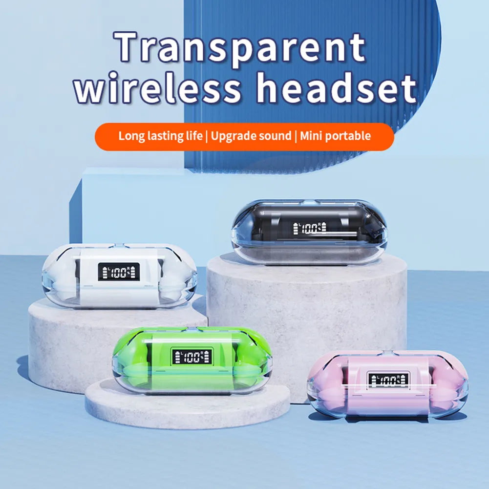 Hands-free Earbuds LED Display in Headset Bluetooth-Compatible Headphones