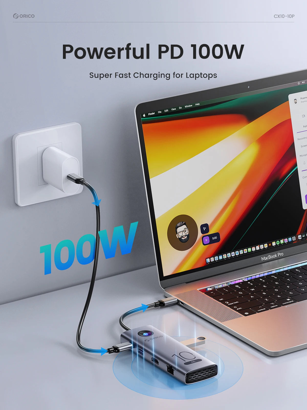 Type C Docking Station USB3.0 2.0 HUB RJ45 PD100W Card Reader Laptop