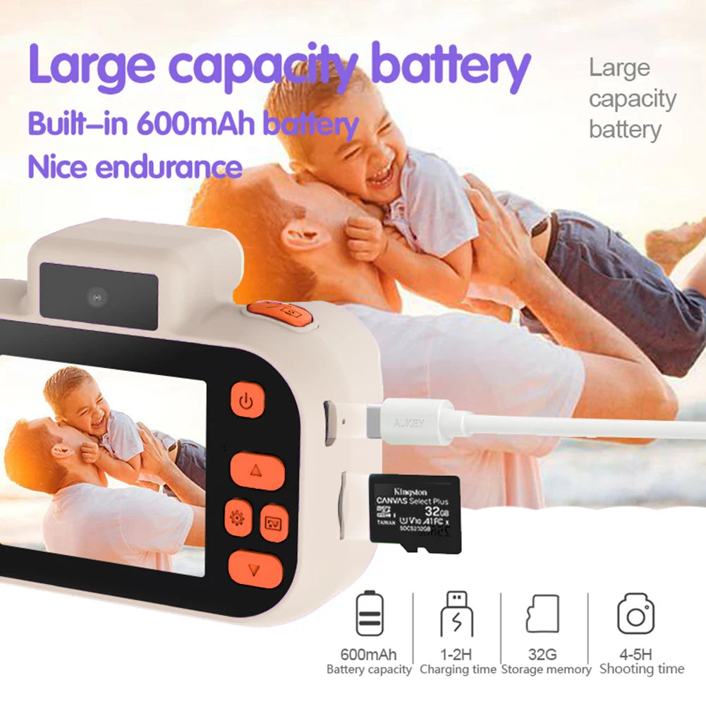 Cartoon Kids Camera, USB Charging Toys for Christmas Birthday Gift