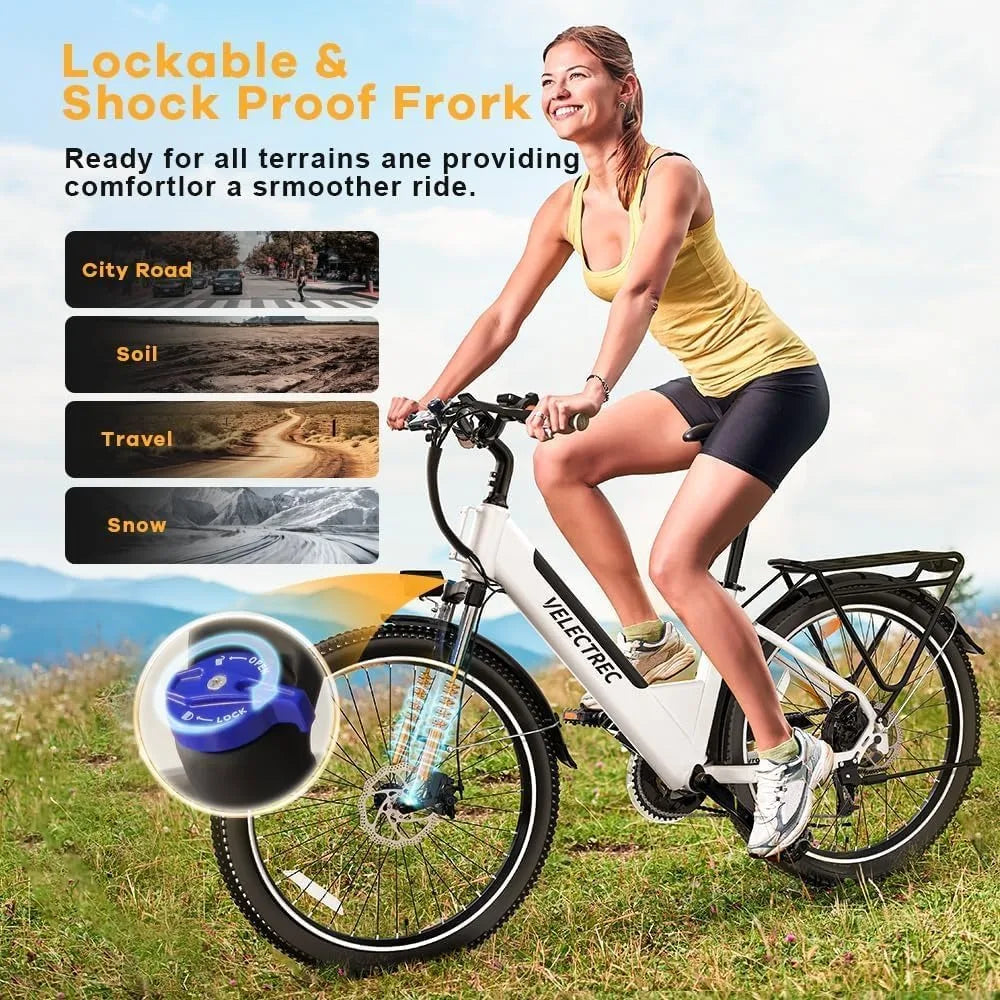 26" Electric Bike,1000W Motor Peak Up to 70 Miles & 28 Mph by Removable Battery