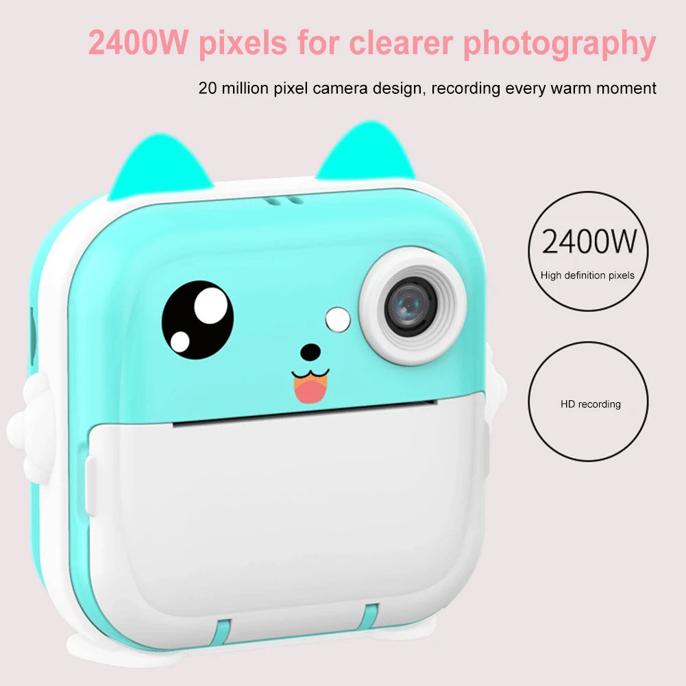 Children Instant Print Camera Thermal Printer Video Recording Pictures Girl Boy Birthday Gift