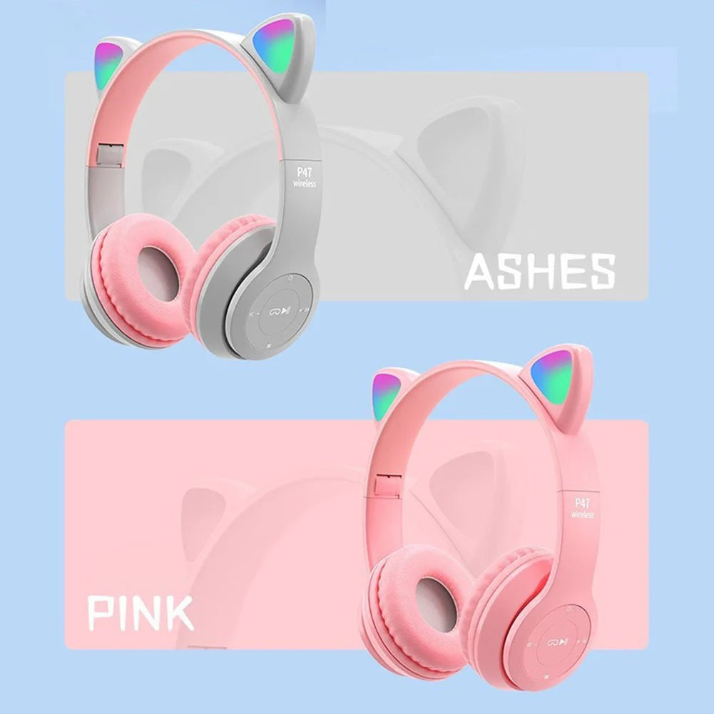 Cat Ears Headphones Bluetooth Wireless Headset with Mic Stereo