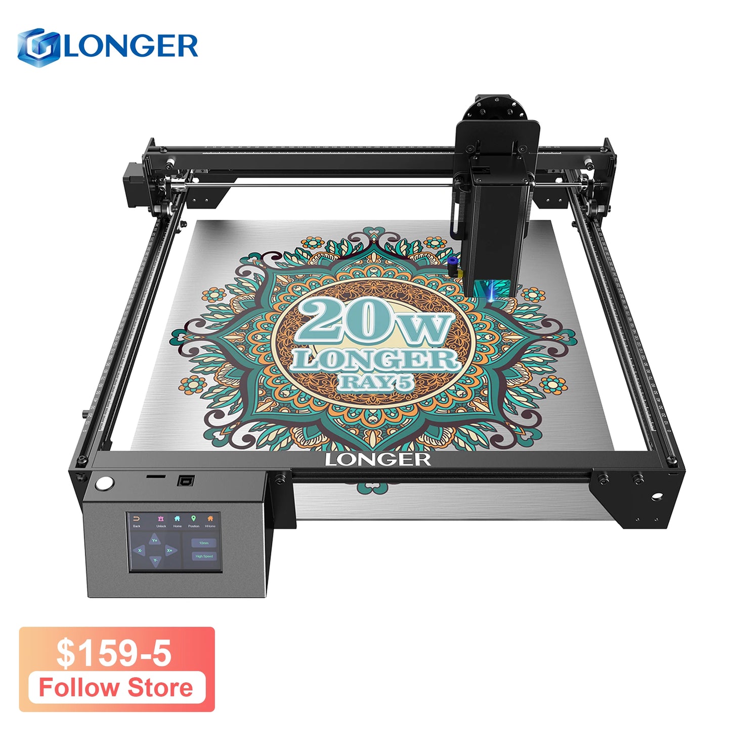 20W Laser Engraver, Cutting Machine, Wi-Fi Control, Touch Screen