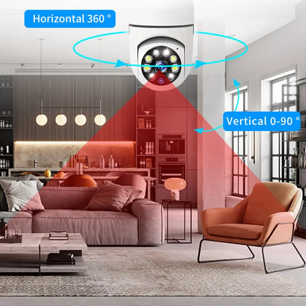 Bulb Camera, Day And Night. Full-color Lighting, Surveillance Camera Double Light Rotation