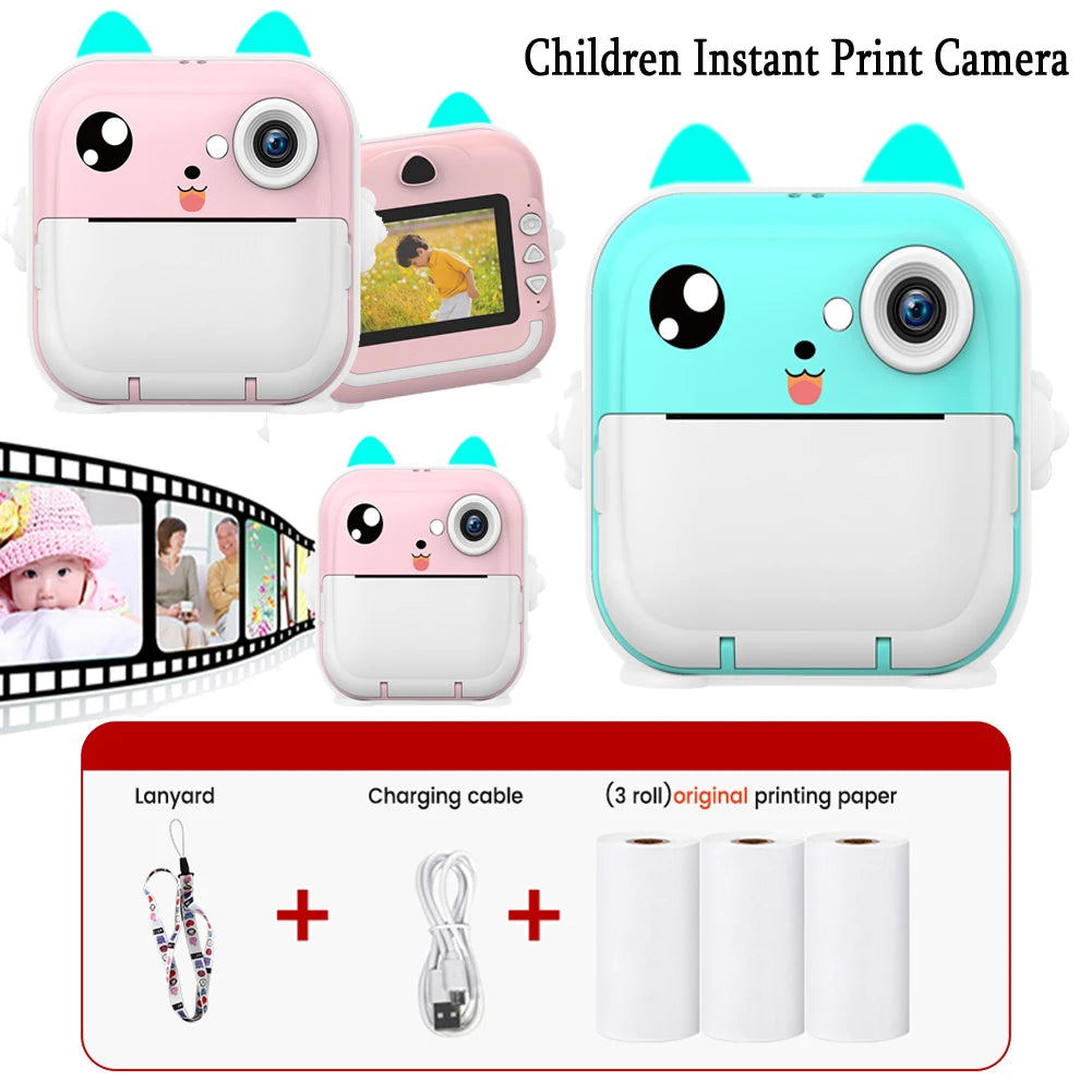 Children Instant Print Camera Thermal Printer Video Recording Pictures Girl Boy Birthday Gift