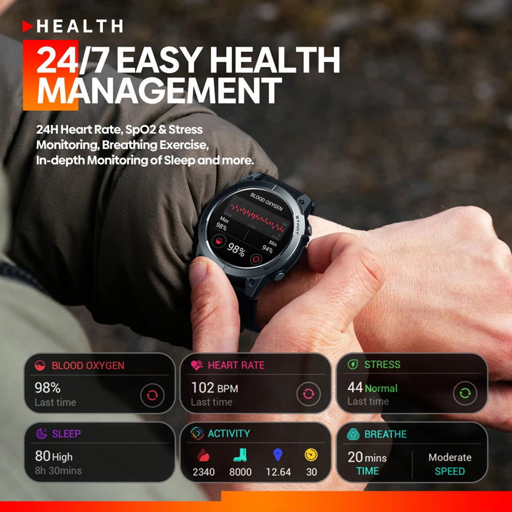 GPS Smart Watch Bluetooth-compatible Phone Heart Rate Health Monitor