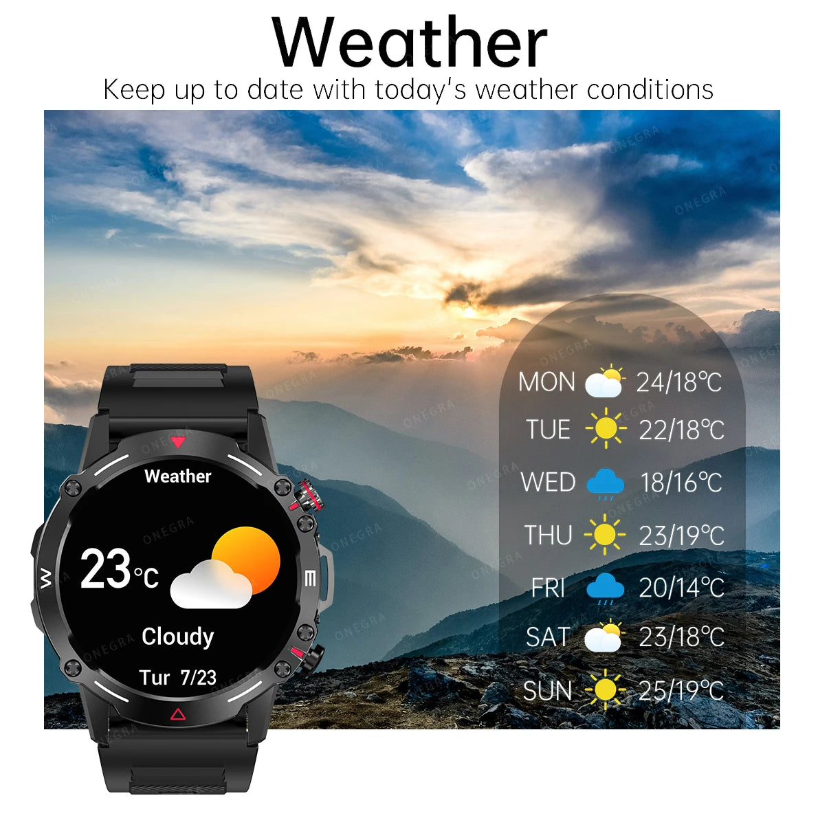 Military Rugged Smart Watch for Men Heart Monitoring Outdoor Sports Mode
