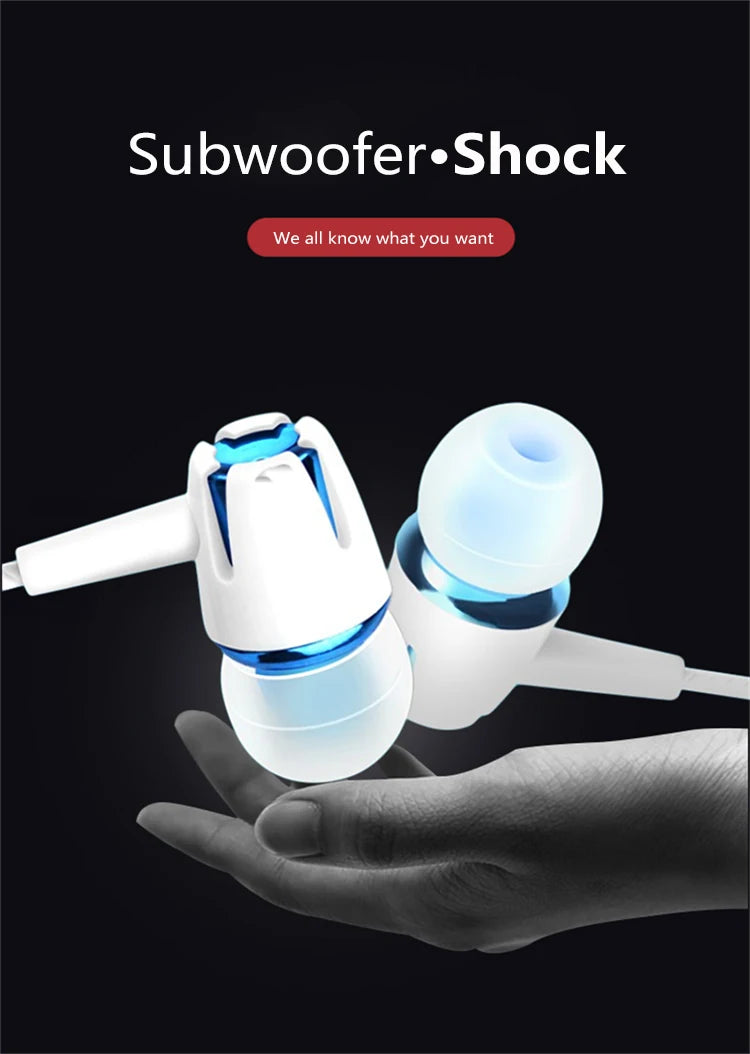 Headphones In Ear Headset Wired Earphones Microphone Bass Stereo Earbuds Sports
