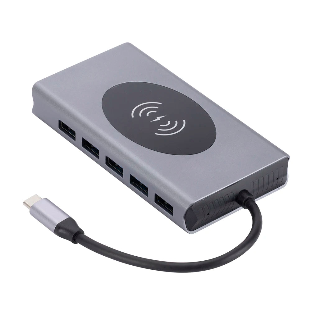 USB Wireless Charging Port HUB Dock Station Type C to HDMI-compatible Splitter