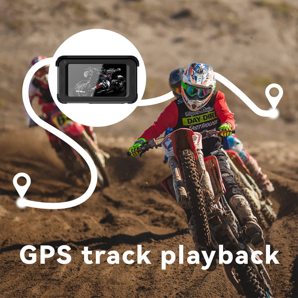 5" HD 1080P Motorcycle GPS Navigator Wireless Carplay Android Auto Multimedia Player IPS Touch Screen Dash Cam with G-Sensor