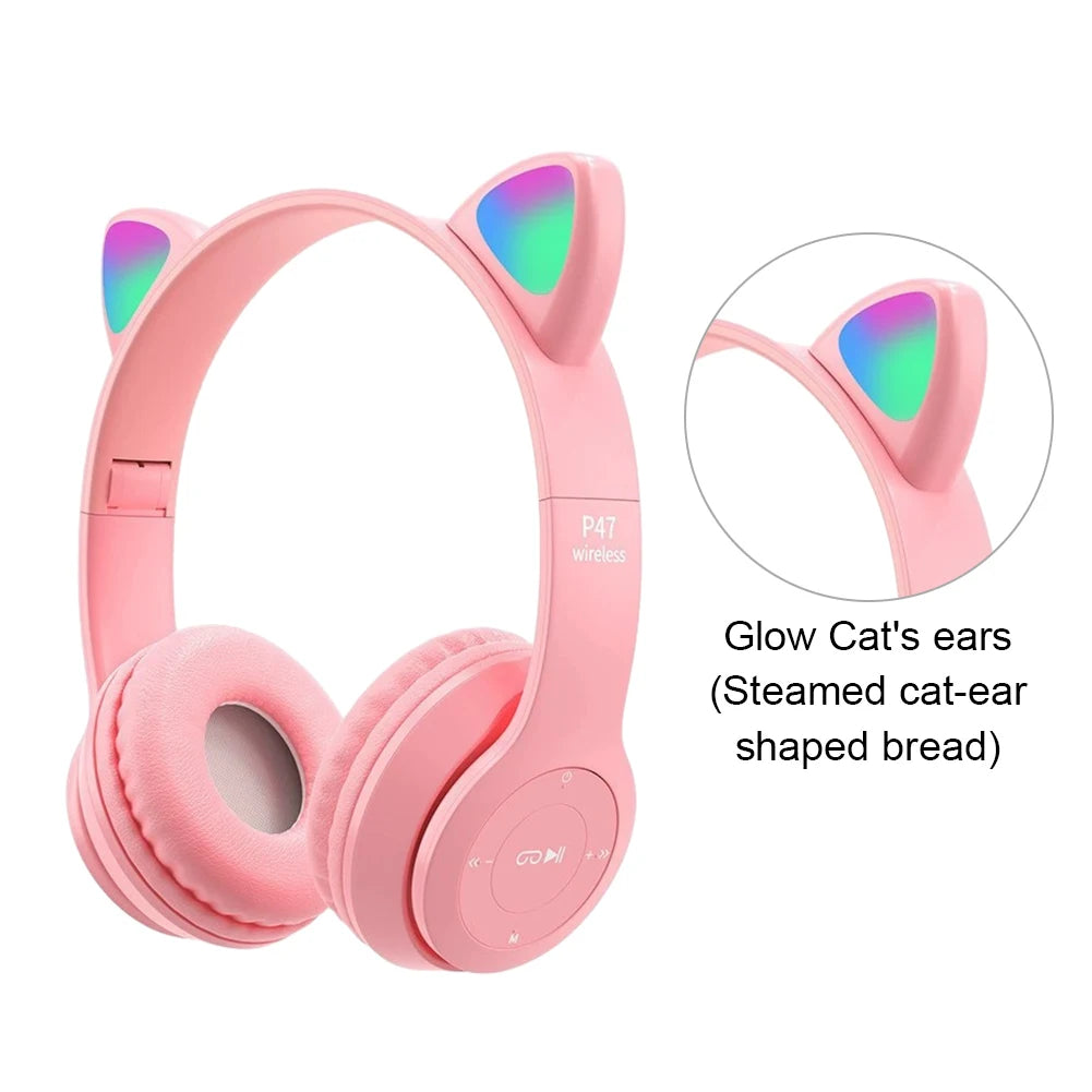 Wireless Headphone Flash Light Bluetooth Headset Stereo Music Helmet Earphone